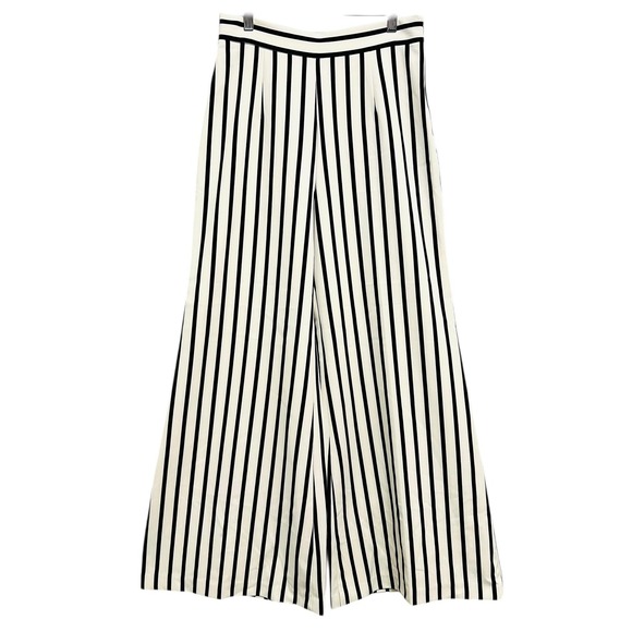 Lena Gabrielle Pants - Lena Gabrielle Pants Womens 8 White Black Stripe Wide Leg Dress Work Career